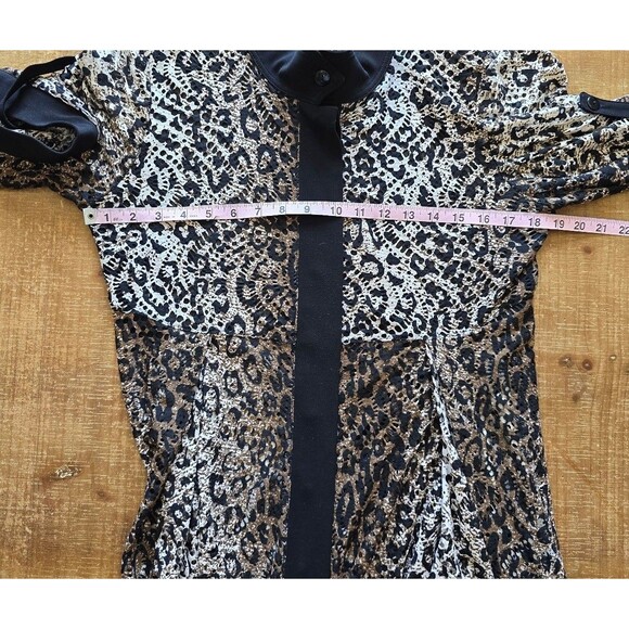 Joseph Ribkoff Long Duster Tunic Cardigan Button Animal Print Mesh Women's 14 - Picture 10 of 10